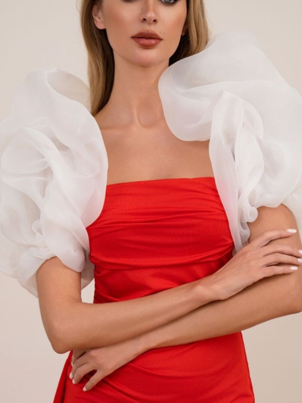 White Organza Puff Sleeve Pair – Detachable Sheer Statement Sleeves Girly